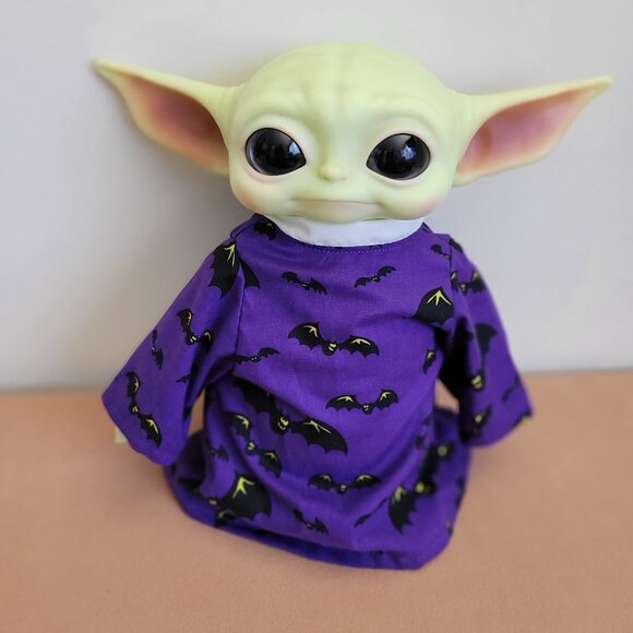 Spooky Bats 2pc Halloween Outfit/scarf set for 11" Mattel Child Grogu Yoda dolls - Picture 6 of 7